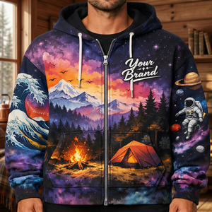 Sweat à capuche zippé personnalisé à épaules tombantes pour homme, imprimé intégral par sublimation, streetwear premium, tendance mode personnalisée 2026 - Product Image 3