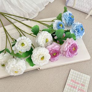 Flores Artificiales de Peonía y Carpa Dragón, Flores de Seda Azules y Blancas, Alta Simulación, Decoración para Bodas y Hogar - Product Image 2