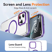 Coque de téléphone tendance en métal magnétique violet avec protection d'objectif pour iPhone 16 Pro Max, étui transparent antichoc personnalisé