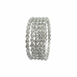 <b>Silver</b> Plated Crystal Stone <b>Bangles</b> Set Elegant <b>Bracelets</b> & <b>Bangles</b> - Product Image 2
