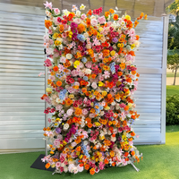 MoKtong Toile de fond murale en fleurs d'oranger 8ft x 8ft, enroulable 5D avec roses en soie réalistes et tournesols pour récolte d'automne, mariage et fête