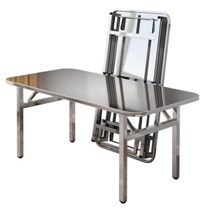 طاولات طعام عصرية قابلة للطي ومتعددة الاستخدامات للمطاعم والفنادق، مصنوعة من الستانلس ستيل المقاوم للتآكل مع سطح إيبوكسي وموفرة للمساحة - Product Image 1