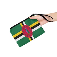 Dompet Koin Mini Kanvas Cetak Warna Campuran Bendera Dominika, Dompet Portabel Ritsleting Modis untuk Koin & Barang-Barang Kecil
