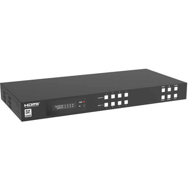 4x4 8K UHD HDMI 2.1 Matrix Switcher Auto Downscaling Audio De-Embedding for Home Theatre System