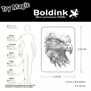 <span class=keywords><strong>Tatuaje</strong></span> Temporal de <span class=keywords><strong>Cabeza</strong></span> de Águila Realista Personalizado de Boldink, Resistente al Agua y de Larga Duración (2 Semanas), Tinta de Jagua - Product Image 5