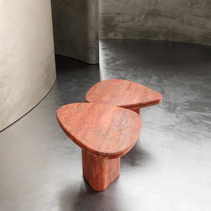 Bắc Âu không thường xuyên Màu Đỏ travertien Bàn cà phê nhỏ thiết lập cho phòng khách trang trí nội thất - Product Image 4