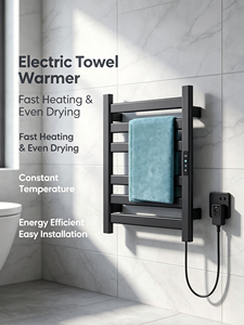 Calentador de Toallas Eléctrico de Temperatura Constante, <span class=keywords><strong>Toallero</strong></span> Calefactado de Aluminio <span class=keywords><strong>con</strong></span> <span class=keywords><strong>Termostato</strong></span> <span class=keywords><strong>Digital</strong></span>, Panel Táctil, Diseño que Ahorra Espacio - Product Image 5