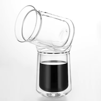 Tasse en verre à double paroi créative à ouverture unique, tasse à café latte américaine en verre borosilicate haute résistance, tasse de partage