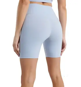 Nieuwe Collectie Women Plain Nylon Spandex High Rise Activewear Bike Shorts