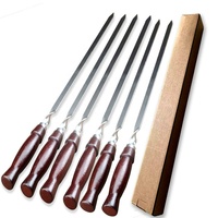 YINHAO 신상품 60cm/23.6 인치 나무 손잡이 바베큐 꼬치 스테인레스 스틸 바베큐 꼬치