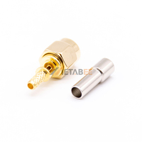 Umkehrbarer SMA-Stecker, RF-Koaxialstecker mit Sechskantmutter, Innengewinde, Mittelstift zum Löten für RG402 RG405