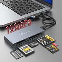 Adaptador de lector de tarjetas Thunderbolt de aluminio portátil de 3 puertos USB 3,1 Gen 2 10Gbps Compatible con tarjetas CFexpress XD y SD iPhone 15