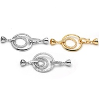 Serrure de luxe en argent sterling 925, or 14k, bracelet à bascule, couverture de fil rond, zircon, bijoux, fermoirs, serrure, perle, fermoir