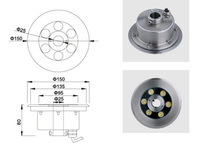 Cascade submersible extérieure IP68 12V 24V automatique RGB 150mm cercle moyen sous-marin étanche RGB fontaine sèche lumière