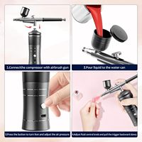 Kit aérographe professionnel sans fil à compresseur 0,3 mm, double pression, pour nail art, portable, avec accessoires de nettoyage