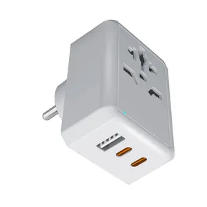 Adaptador de viaje de Europa con 2 USB C 20W PD Cargador EE. UU. Australia China a UE Adaptador de enchufe