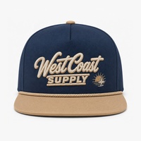 Gorra de Golf Vintage de Dos Tonos con 5 Paneles, Estructurada, Visera Plana, Logotipo Bordado en 3D Personalizado, Deportiva, Unisex, con Cierre a Presión