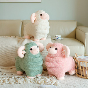 Juguete <span class=keywords><strong>de</strong></span> Peluche <span class=keywords><strong>de</strong></span> Cordero <span class=keywords><strong>de</strong></span> Dibujos Animados, Tela Cómoda con Relleno Completo, Juguete <span class=keywords><strong>de</strong></span> Animal para Bebés, Regalos Creativos y Reconfortantes - Product Image 5