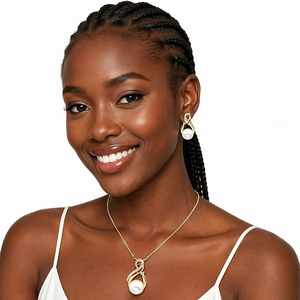 Set di Gioielli in Acciaio Inossidabile alla Moda con <span class=keywords><strong>Collana</strong></span> <span class=keywords><strong>e</strong></span> <span class=keywords><strong>Orecchini</strong></span> per Donna - Product Image 1