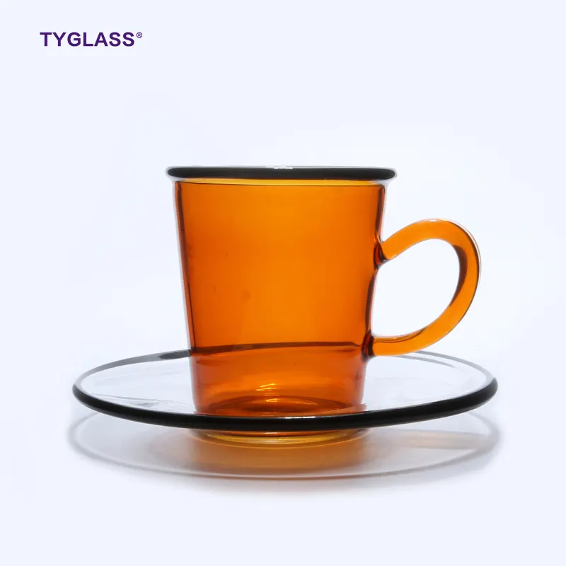 Nieuw Type Borosilicate Herbruikbare Single Muur Hittebestendigheid Glas Tea Cup Met Schotel