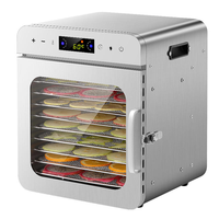 Huishoudelijke fruitdroger van roestvrij staal, 8 trays, droger voor groenten, gedroogd vlees (beef jerky), voedseldroger