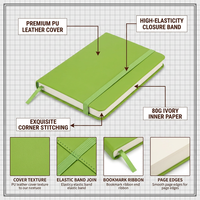 Carnet A5 en cuir PU rigide, 80 feuilles, reliure cousue, papier crème 80 g/m², journal cadeau, logo personnalisé, vente en gros