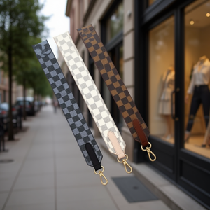 Correa extraíble de PU con diseño a cuadros para bolsos de mujer, estilo clásico, correa única, diseño de entramado de diamantes - Product Image 2