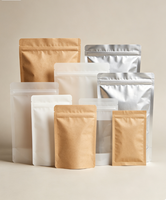 Pochette autoportante en papier kraft biodégradable imprimée numériquement sur mesure avec fermeture éclair refermable pour l'emballage de café, d'aliments et de collations