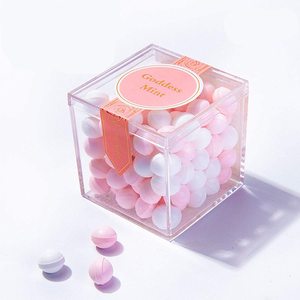 Manufacture Food Grade Acrylic Candy Dispenser Exquisite Clear Plexiglass Mini Acrylic Party Wedding Gift Cube Box