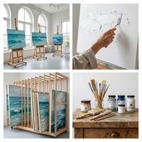 Peinture à l'huile sur toile peinte à la main, sur mesure, grande taille, bleu et blanc, texture 3D épaisse, couteau à palette, vagues océaniques, art mural pour salon