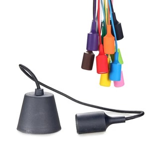 Accessoires d'éclairage modernes pour le bricolage Porte-ampoule à visser E27 Plafonnier coloré en PVC avec montage sur câble en métal avec base de lumière suspendue - Product Image 1