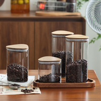 Pot en verre borosilicate triangulaire pour le stockage des aliments avec couvercle en bois, ensemble de pots de rangement pour la cuisine, pot en verre de haute qualité et durable pour le stockage en cuisine