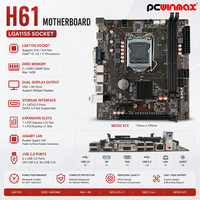 Carte mère PCWINMAX H61 MATX LGA1155 DDR3 16 Go PCIe 3.0, pièces d'ordinateur en stock pour PC de bureau, OEM ODM, commande en gros