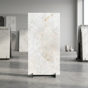 Azulejos de Porcelana Cerámica Pulida y Esmaltada Lorenz White de 800x1600mm, Efecto Mármol con Vetas Doradas para Pared y Piso - Product Image 4