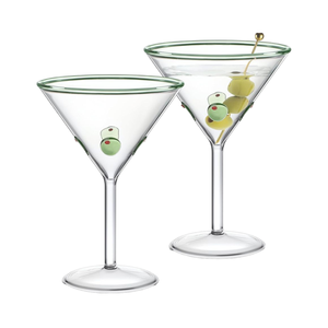 Verres à martini transparents durables de 9 oz avec icône en forme d'olive, verres à cocktail à <span class=keywords><strong>tige</strong></span> <span class=keywords><strong>haute</strong></span> pour les fêtes de vin d'anniversaire de bar à la maison, 2 pièces - Product Image 1