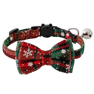 <span class=keywords><strong>Collar</strong></span> de gato de terciopelo navideño con pajarita campana ajustable de 7-12 pulgadas para gatitos gatos adultos para niño niña suministros para mascotas para perros - Product Image 3