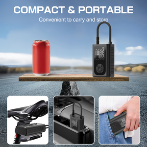 Портативный беспроводной автомобильный компрессор 12В 150 PSI с функцией подсветки и повербанка, сертифицированный CE, для автомобилей, велосипедов и мячей - Product Image 4