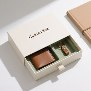 맞춤형 보이트 카데 오 의류 수제 고급 주문 지갑 상자 로고 인쇄 가죽 지갑 시계 선물 상자 리본 - Product Image 3