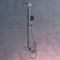 Mitigeur numérique de douche moderne en laiton avec eau froide et eau chaude système noir clé de piano thermostatique ensemble de douche de salle de bain