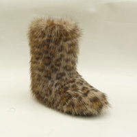 bottes en fausse fourrure rose à pois 	   Bottes en fourrure pour femmes, bottes d'hiver pour la neige, bottes en fourrure d'hiver pour femmes
