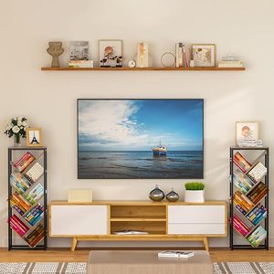 ชั้นวางหนังสือไม้แบบตั้งพื้น 9 ชั้นอเนกประสงค์ ปรับเปลี่ยนได้ - ตัวจัดเก็บของสำหรับพื้นที่ขนาดเล็ก - Product Image 6