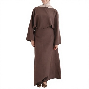 Ensemble 2 pièces Willson pour femmes, abaya musulmane modeste en coton respirant, maxi, pour l'Aïd et le quotidien, ensembles de vêtements personnalisables avec logo - Product Image 4