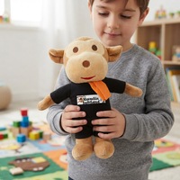 Jouet en peluche personnalisé de 25 cm, singe avec chemise et pantalon, rembourrage en polyester et coton PP, certifié CE, pour les enfants de 0 ans et plus