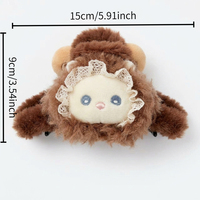 Pince à cheveux personnalisable en forme de donut, motif dessin animé, en peluche coréenne mignonne, faite à la main, de haute qualité pour femme
