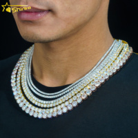 Livraison Rapide Hip Hop Iced Out Diamant Moissanite de Laboratoire D Couleur VVS 925 Argent Sterling 2MM 3MM 4MM Bracelet Tennis et Chaîne Collier