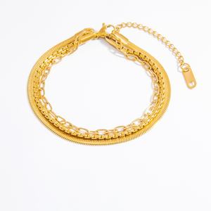 Pulsera de Moda para Mujer en Oro de 18K y Acero Inoxidable, Pulsera con Dijes de Alta Gama para Aniversarios, Estilo Cadena y Eslabones - Product Image 5
