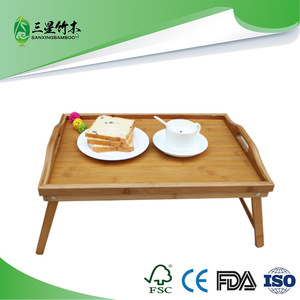 Bandeja multifuncional de bambú, bandeja de bambú para dormitorio, bandeja de bambú ajustable para desayuno en la cama con patas plegables de bambú. - Product Image 5