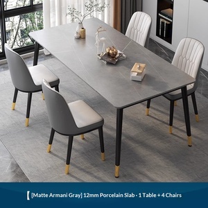 סט שולחן אוכל מאבן מינימליסטי ריהוט מודרני ריהוט לבית עיצוב מינימליסטי חוסך מקום יציב ועמיד - Product Image 6