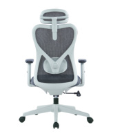 Chaise de bureau pivotante de luxe, ergonomie moderne, cadre gris, chaise de direction en maille, appui-tête réglable 2D, chaise pivotante