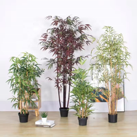 Arbre artificiel en bambou de 1,5 m, plante verte artificielle, pot de bonsaï, arbre en bambou en plastique pour la décoration intérieure et extérieure